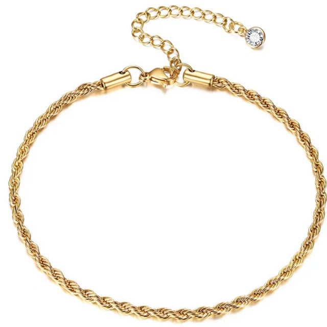 18K Gold Rope Anklet BEAUTY AVENUE CO