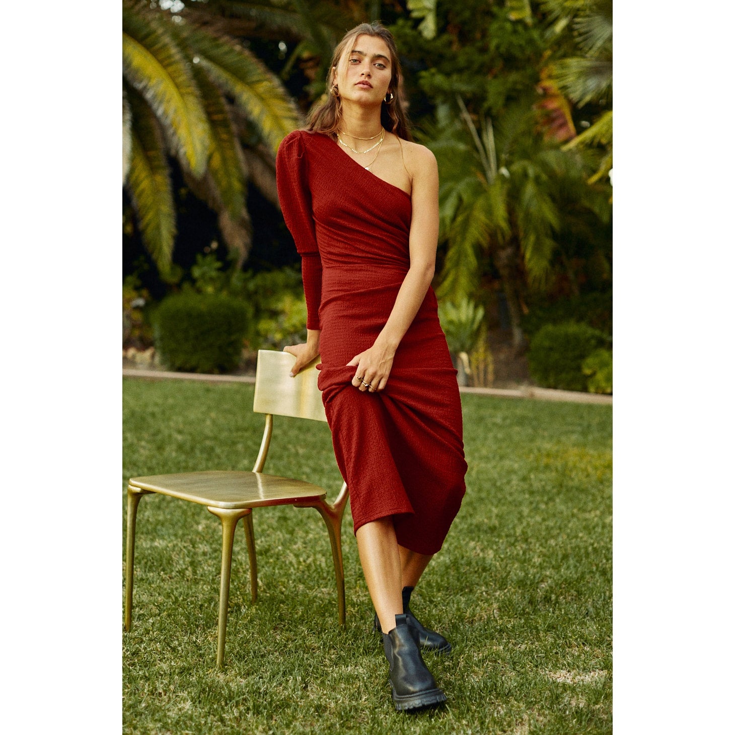 One Shoulder Midi Dress